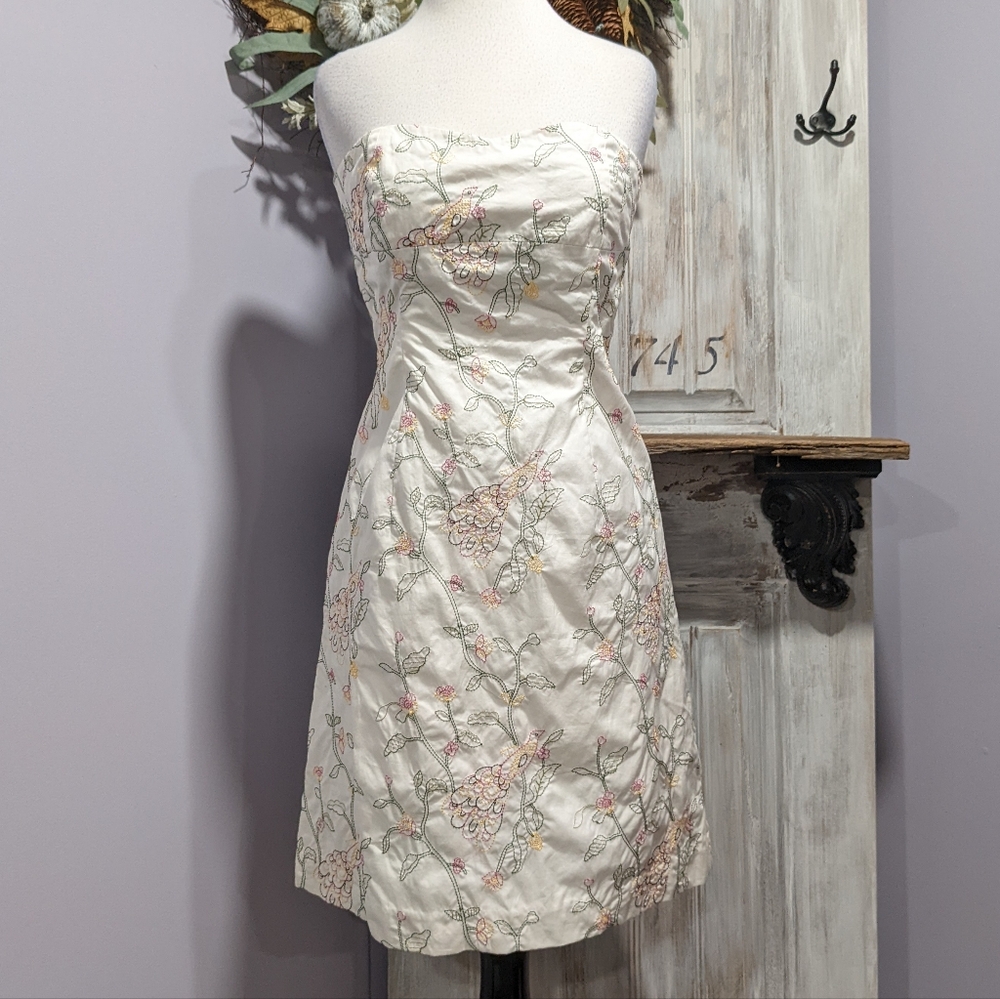 Tibi Tie-back Embroidered Strapless Dress - Picture 3 of 11